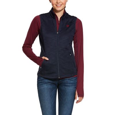 Ariat English: Conquest Full Zip Chaleco Mujer - Azul Marino (LJQXW2438)